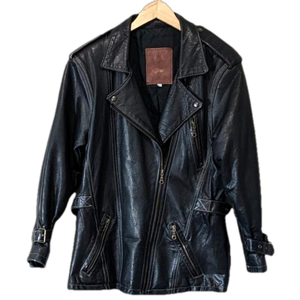 Vintage Leather Biker Jacket Aviator Laurence Roy Lined M
